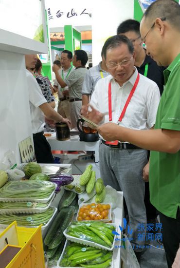 湖南省綠色食品辦公室主任朱建湘參觀禾田居綠色蔬菜展位(1)_副本.jpg